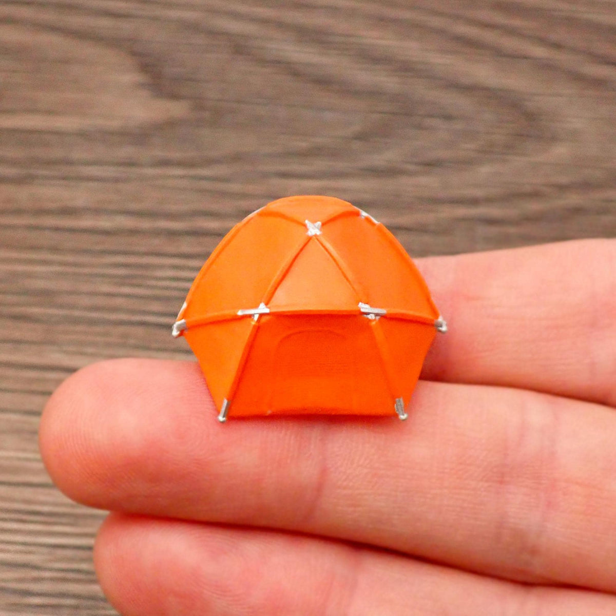 Miniature Orange Camping Tent. 1:87 HO Scale Dome Tent. Model Railroad Diorama Campsite Accessory