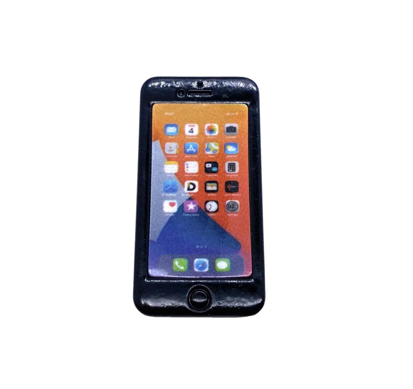 Miniature Phone Iphone Black Mobile Dollhouse Accessory. 1:6 Scale