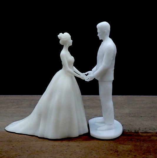 Unpainted Bride and Groom Couple. Wedding Cake Topper. 4 inches / 10cm tall