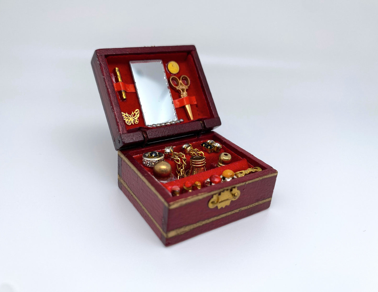 1:12 Scale Miniature Wooden Jewellery Box Accessory Model Dollhouse