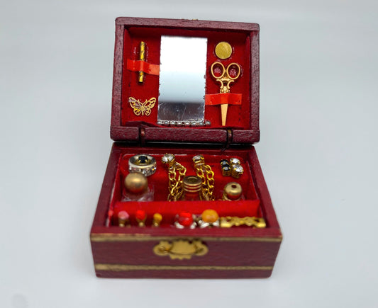 1:12 Scale Miniature Wooden Jewellery Box Accessory Model Dollhouse