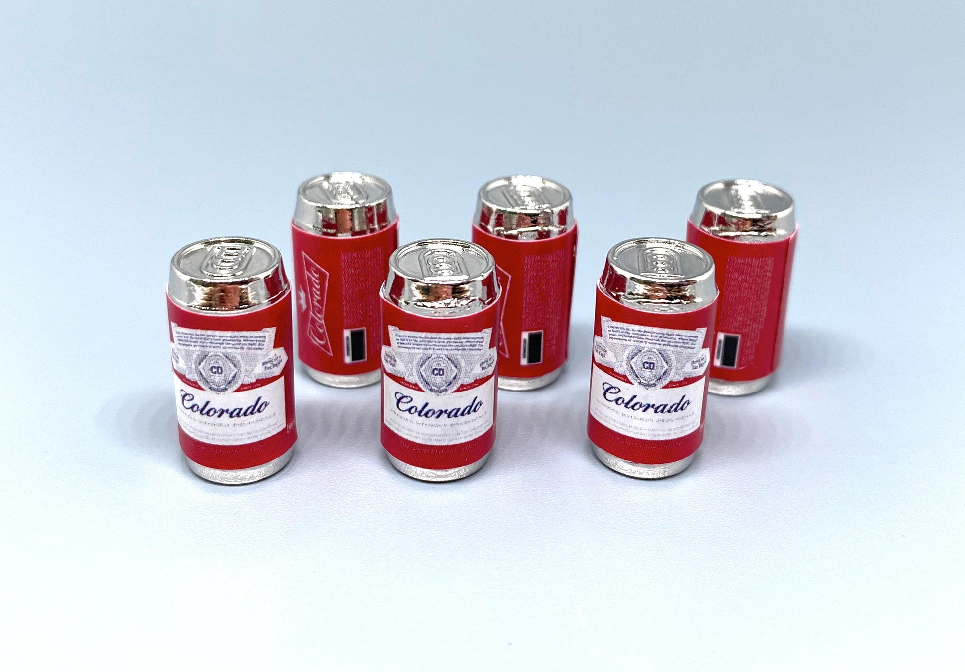 Miniature 6 Beer Cans Set 1:12 Scale Dollhouse Angle View