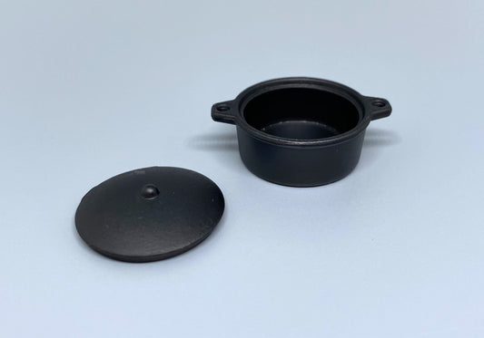 Miniature Cast Iron Pot. Black Kitchen Cookware. Dollhouse Accessory. 1:12 Scale