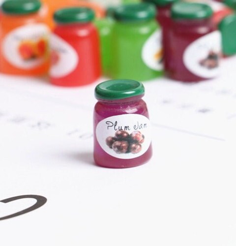 Miniature Jams Conserves. Strawberry,  Apricot, Fig, Plum, Orange Marmalade. Kitchen Food Spreads. Dollhouse Accessories 1:12 Scale