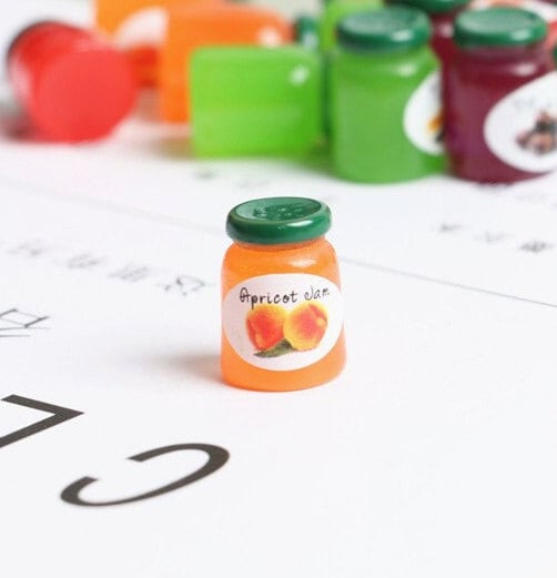 Miniature Jams Conserves. Strawberry,  Apricot, Fig, Plum, Orange Marmalade. Kitchen Food Spreads. Dollhouse Accessories 1:12 Scale