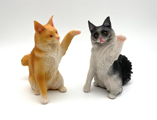 Playful Cat Statues. Main Coon Miniature Models