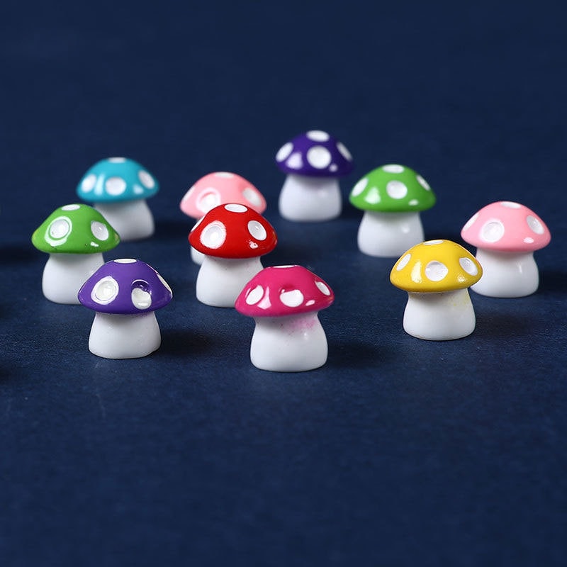 8 Miniature Colorful Mushrooms. 1:6 Scale. Fly Agaric. Fairy Garden