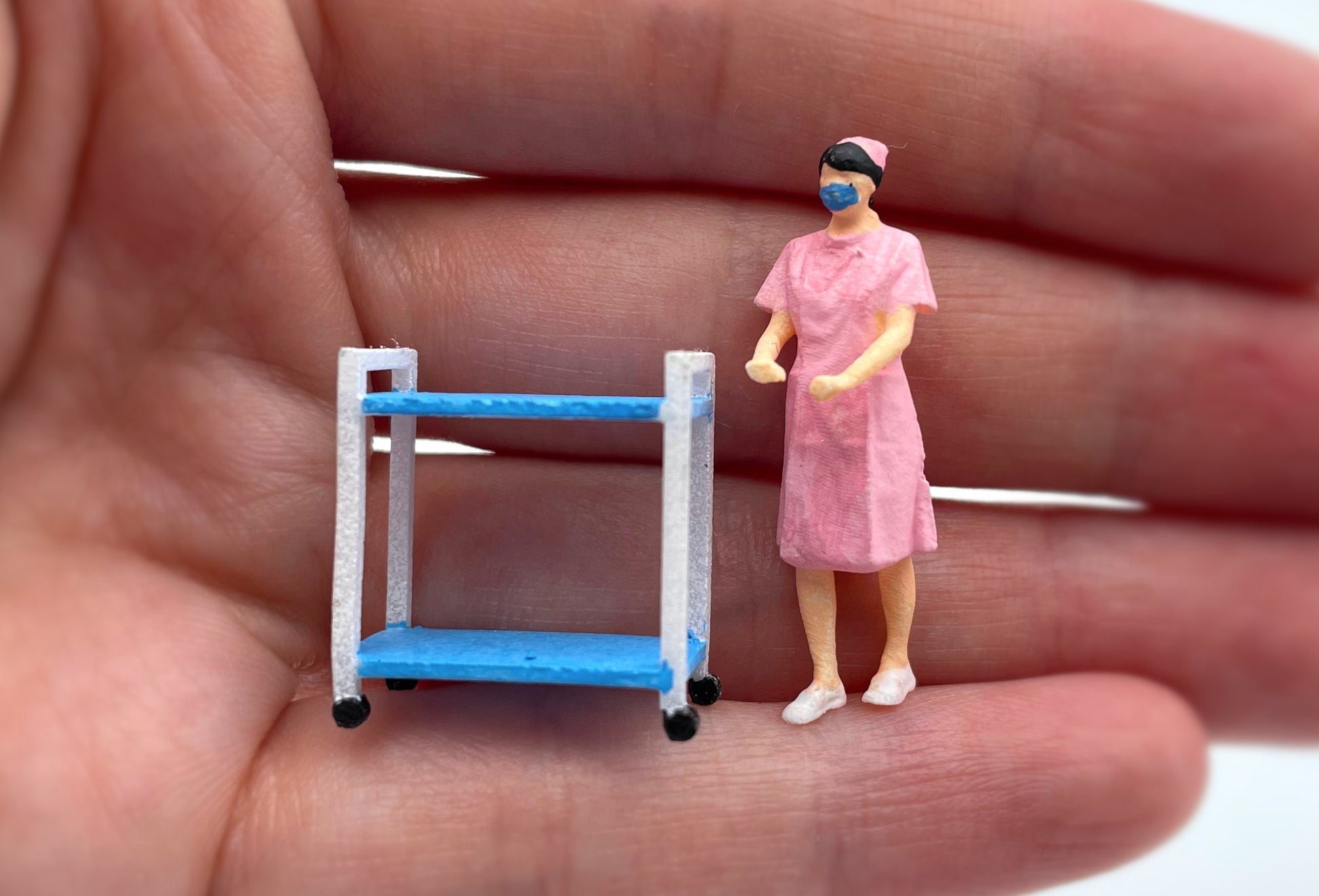 Miniature Nurse Hospital Worker Figures 1:64 Scale Angle View