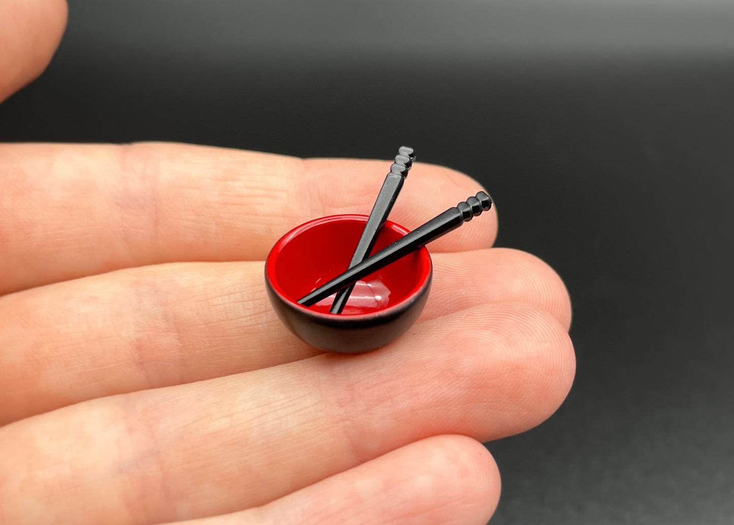 Miniature Bowl and Chopsticks. Dollhouse Kitchen Cooking Accessories. 1:12 Scale