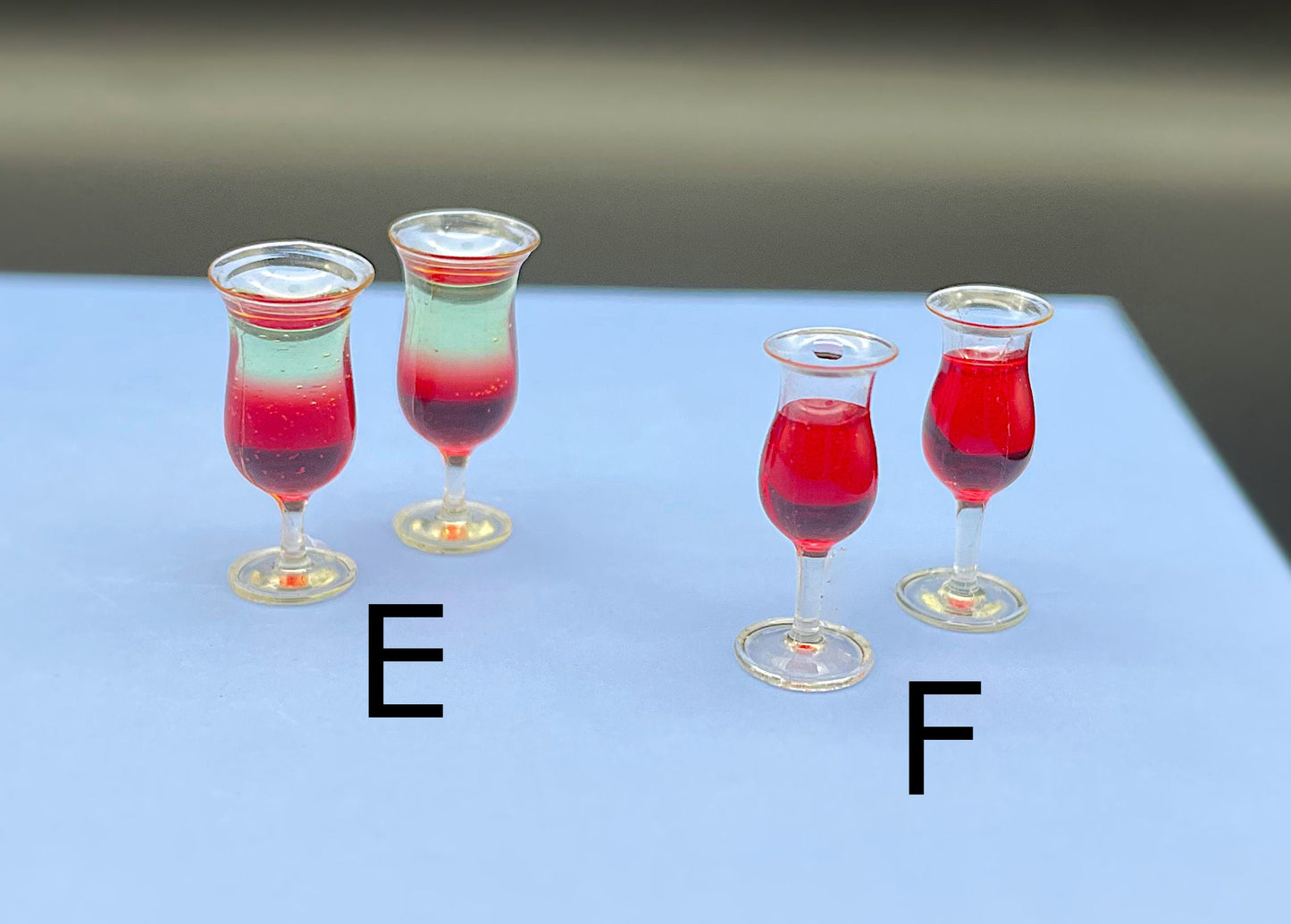 2 x Miniature Wine Glasses. 1:12 Scale