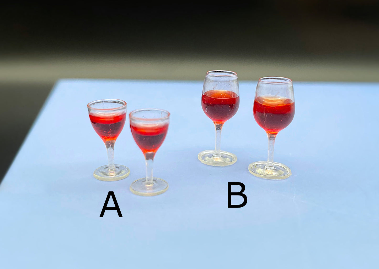 2 x Miniature Wine Glasses. 1:12 Scale