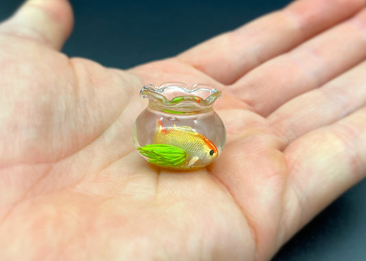 Fish in Fishbowl. Miniature 1:12 Scale Dollhouse Accessory