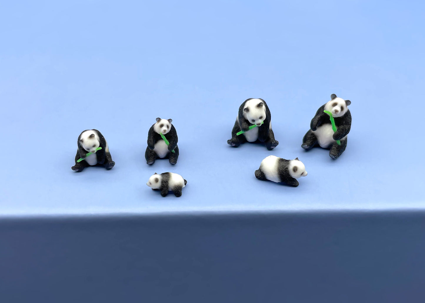 Miniature Panda Bear Family. 1:64 and 1/87 Scale Figures