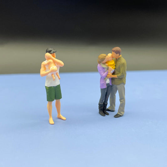 Parents Holding Baby Child. Father, Mother Son / Daughter.  Family 1:64 Scale Miniature Figures