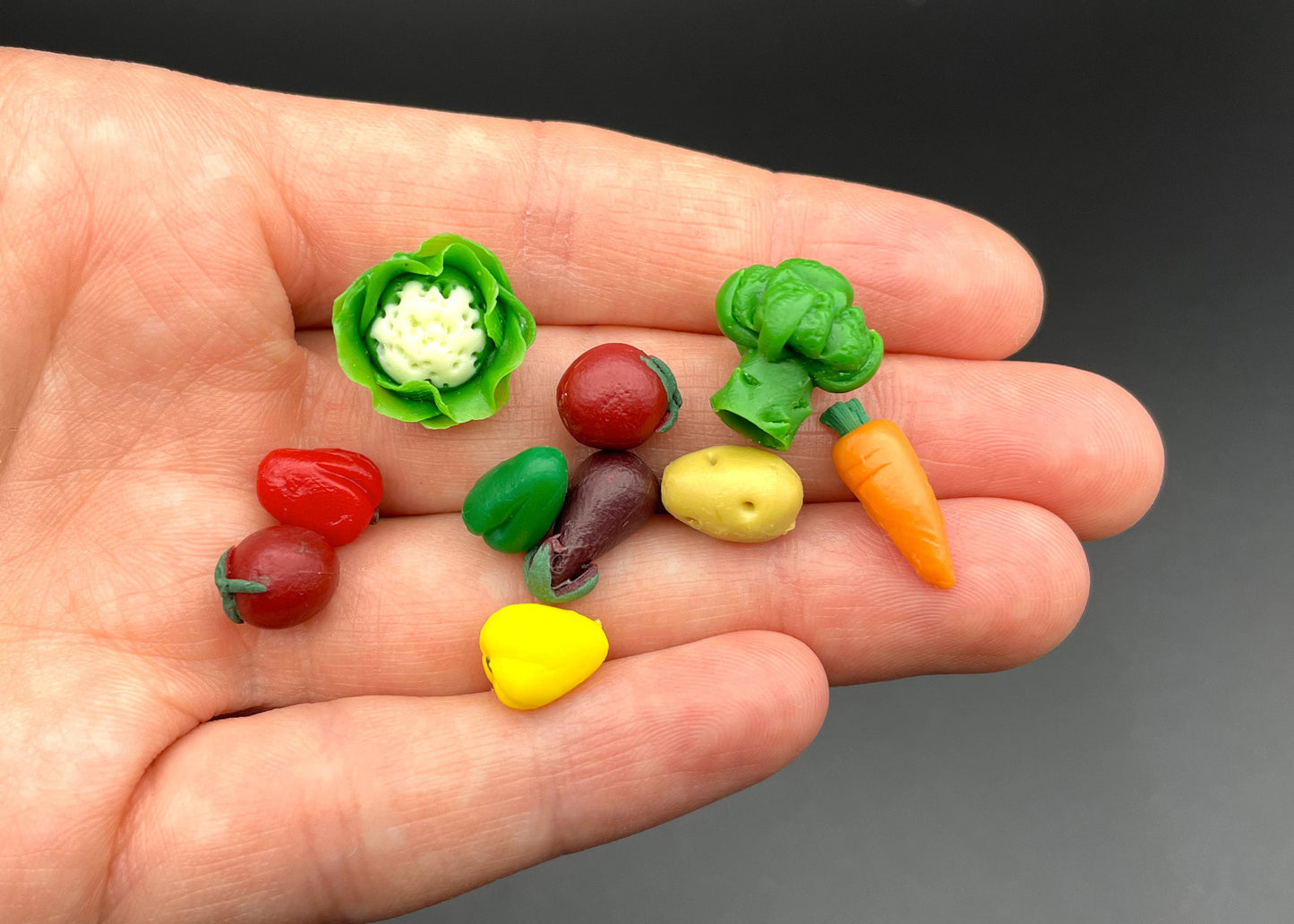 Miniature Vegetables. Peppers Mushroom Cucumber Carrot Potato Tomato Eggplant Broccoli Cauliflower. Kitchen Food. 1:12 1/6 Scale