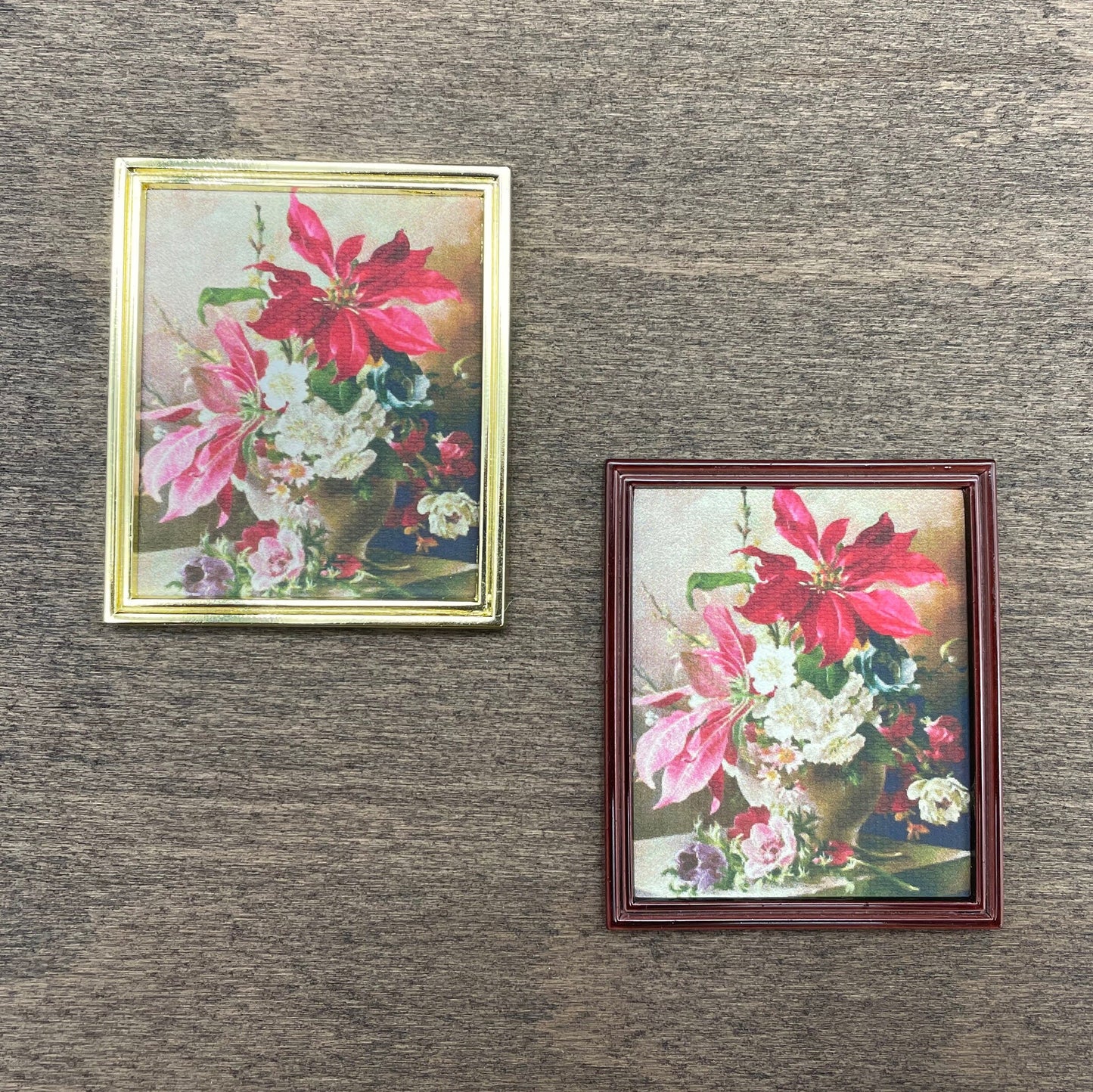 Miniature Oil Paintings in Gold or Brown Frame. 1:12 Scale Dollhouse Accessories