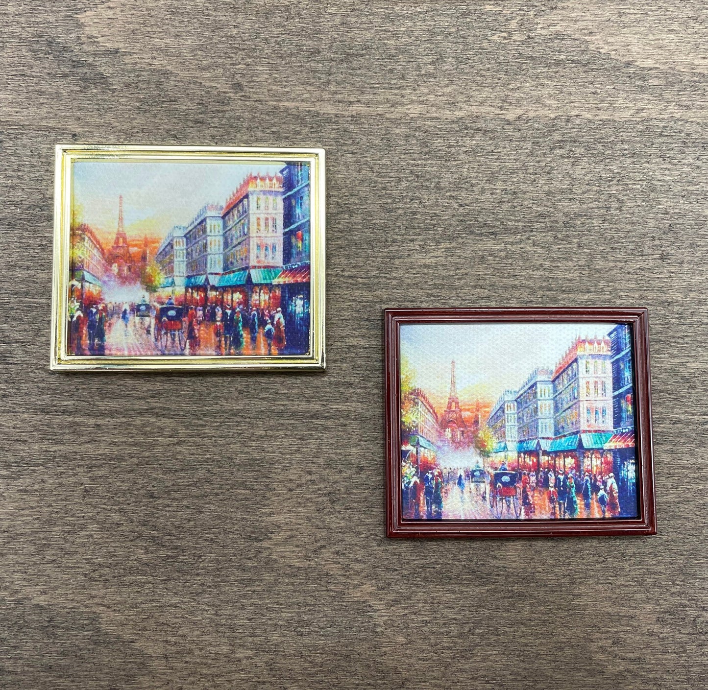 Miniature Oil Paintings in Gold or Brown Frame. 1:12 Scale Dollhouse Accessories