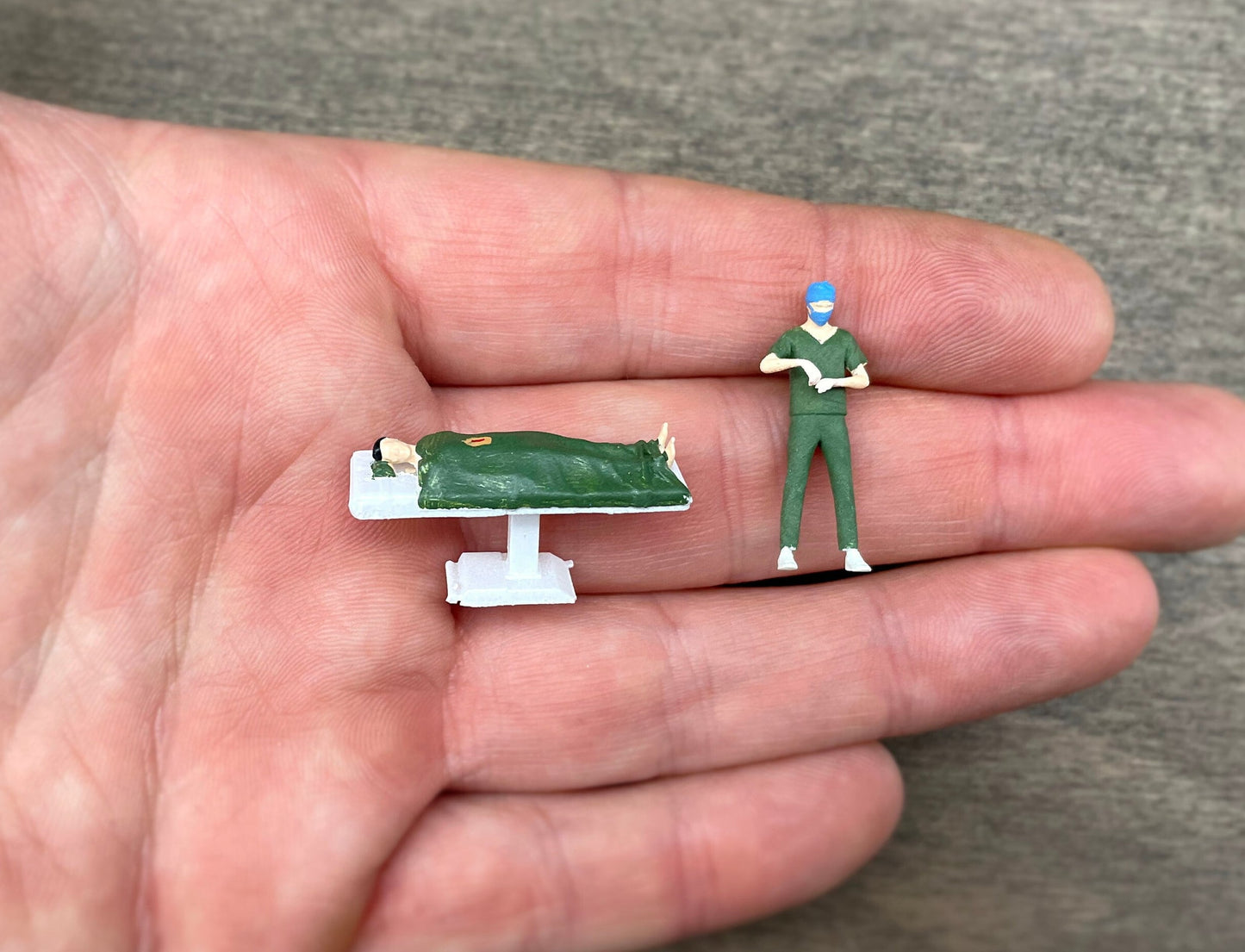 Surgeon Performing Surgery with Patient. Miniature Human Figures. 1:64 Scale