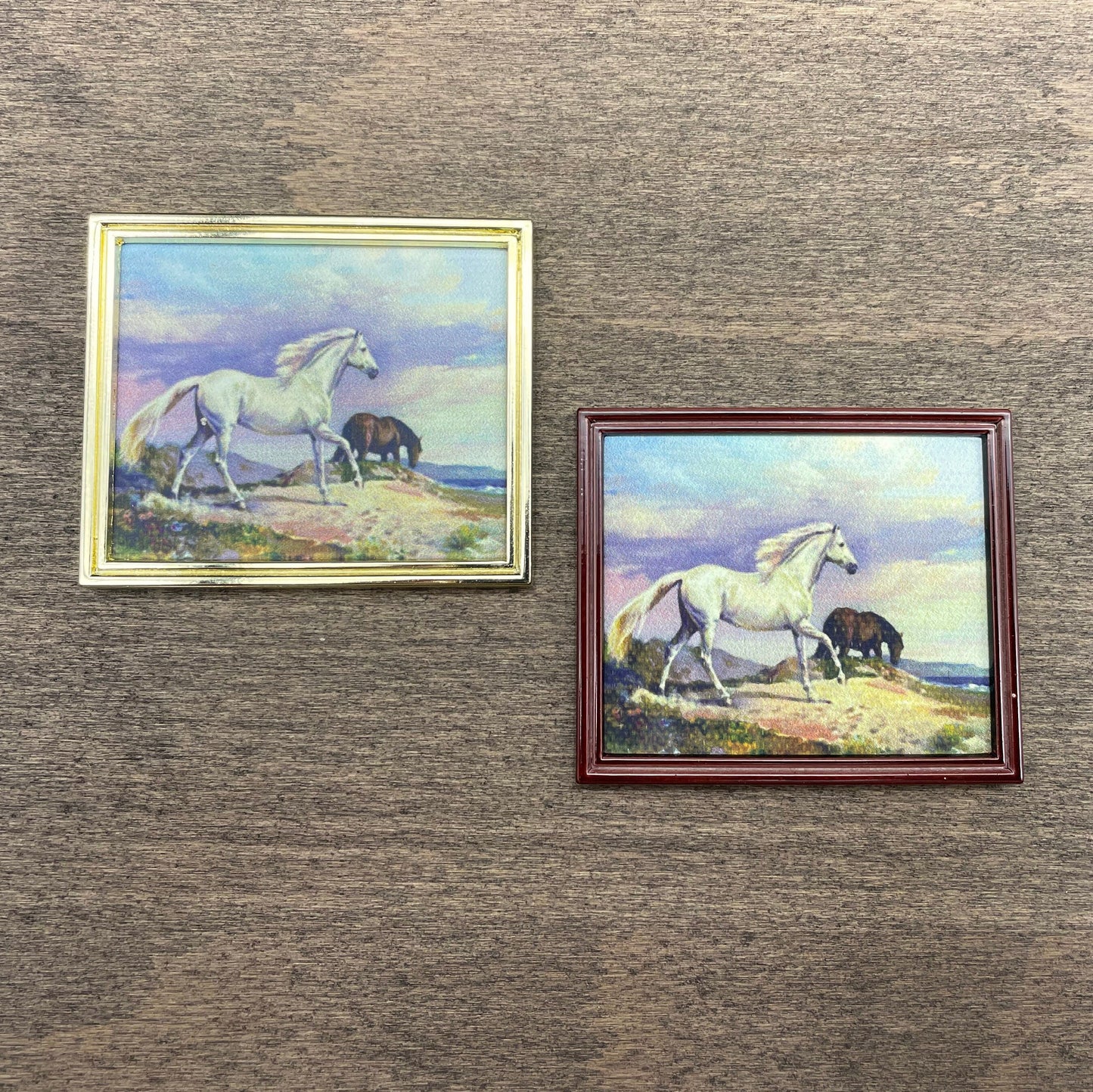 Miniature Oil Paintings in Gold or Brown Frame. 1:12 Scale Dollhouse Accessories