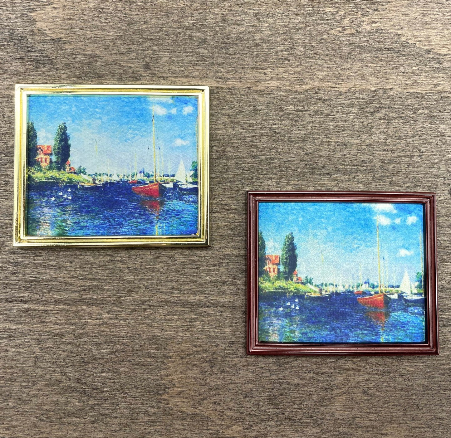 Miniature Oil Paintings in Gold or Brown Frame. 1:12 Scale Dollhouse Accessories
