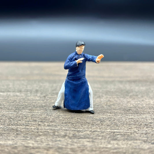 Blue Shaolin Kung Fu Fighter. Miniature Human Figure. 1:64 Scale
