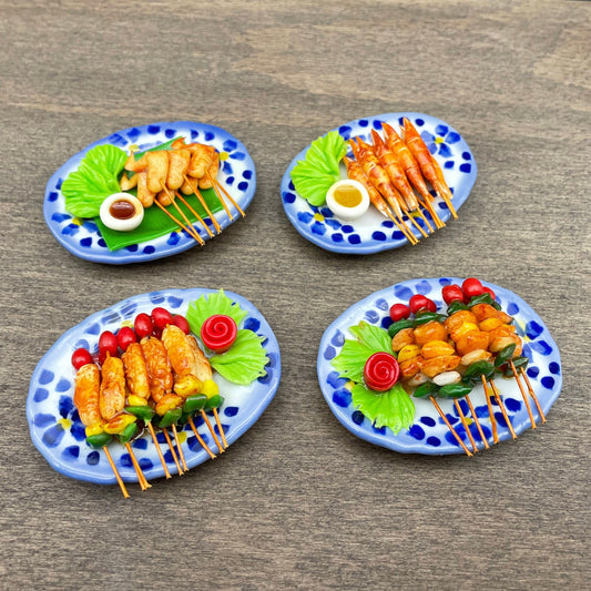 Miniature Kebab Stick Skewers. Plates of Food 1:12 1/6 Scale