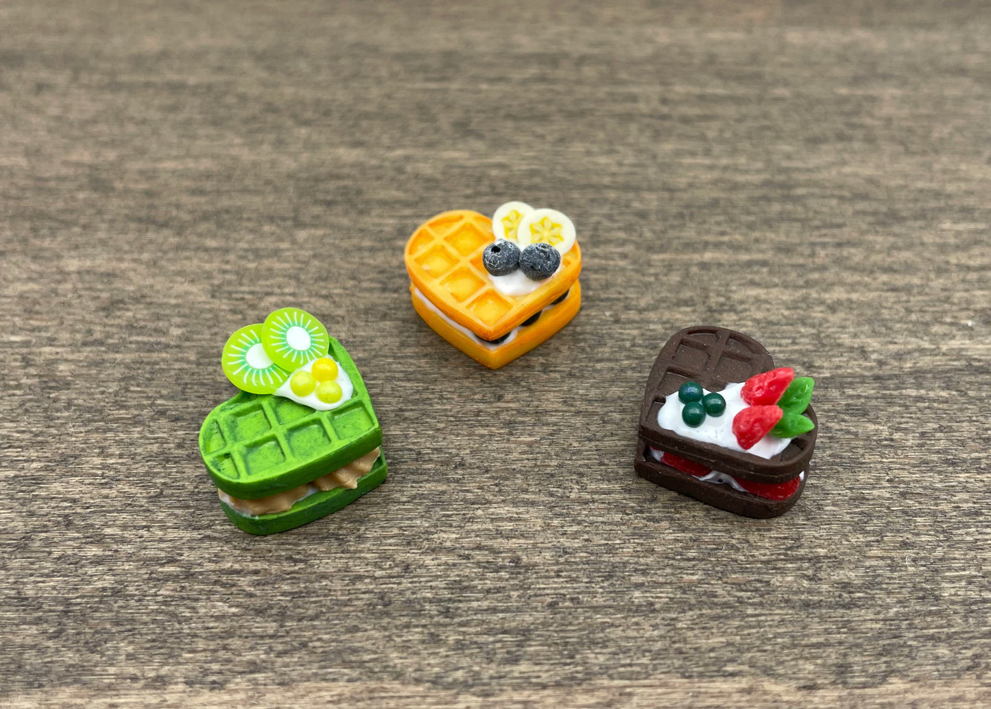 3 Miniature Waffles.  Mini Dessert. Dollhouse Kitchen Baking Accessories. 1:12 Scale