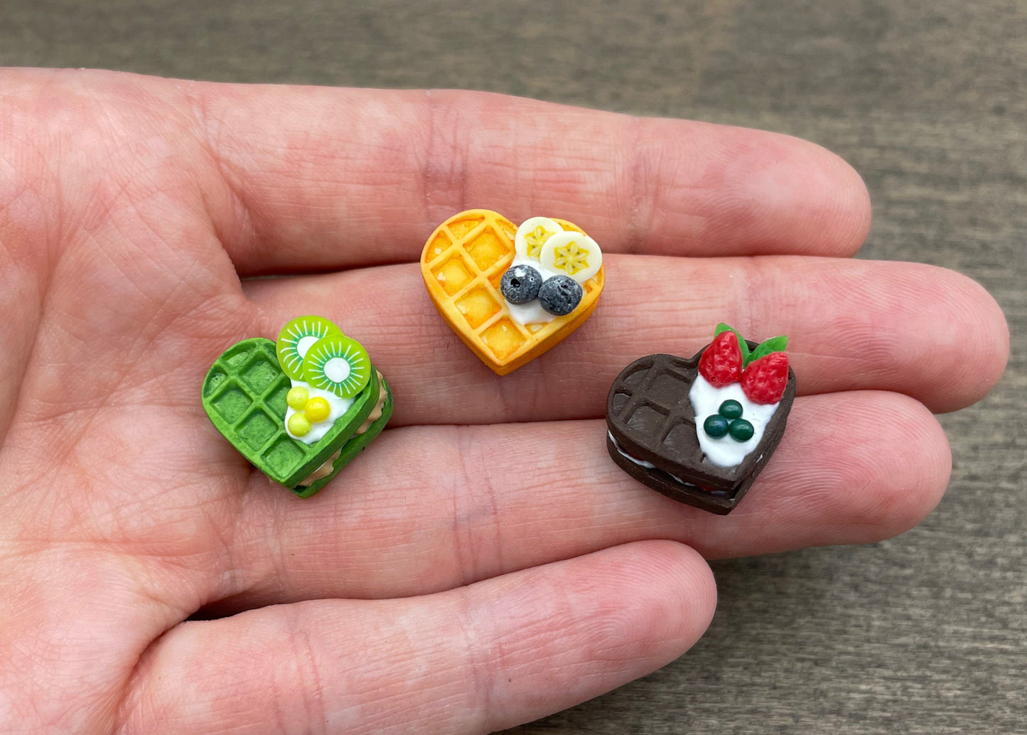 3 Miniature Waffles.  Mini Dessert. Dollhouse Kitchen Baking Accessories. 1:12 Scale