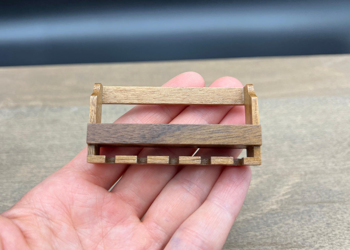 Miniature Handmade Wine Rack Glasses Bottles Dollhouse Side View