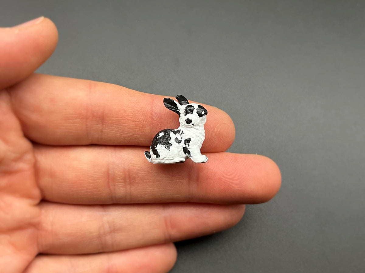 Miniature Bunny Rabbit 1:12 Scale Hand-Painted Scale Comparison