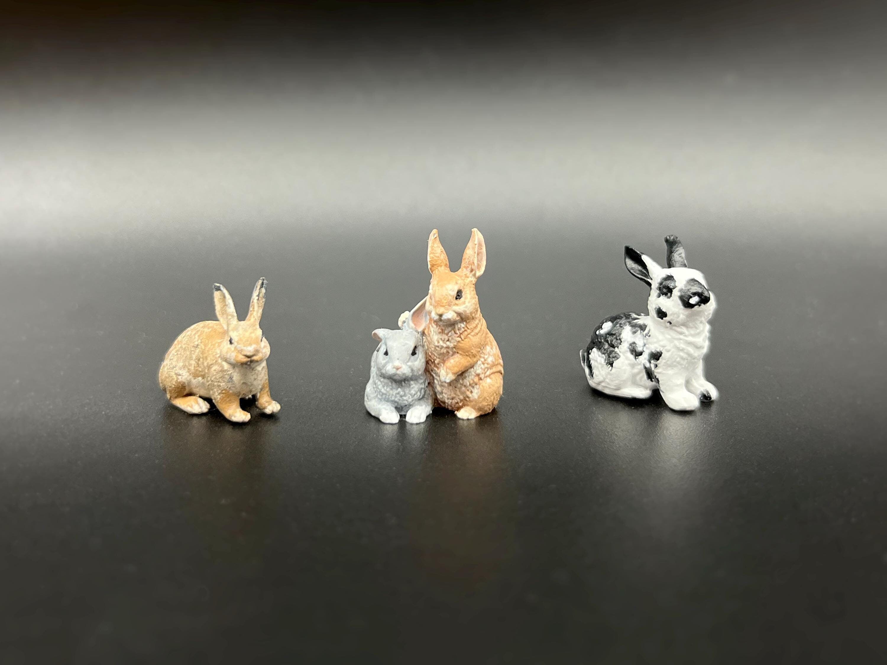 Miniature Bunny Rabbits. Hand-Painted. 1:12 Scale Miniature Figures ...