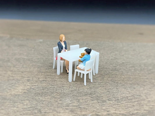 Miniature 1:64 Scale Table and 4 Chairs