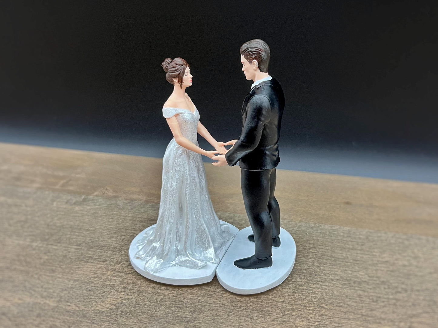 Bride and Groom Couple. Wedding Cake Topper. 4 inches / 10cm tall