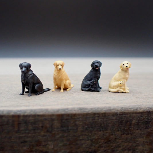 Labrador Dogs with Their Puppies. Miniature 1:64 Scale Pets