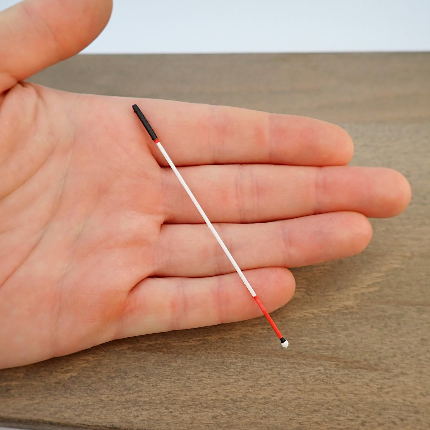White Cane. Stick for the Blind / Visually Impaired. Miniature 1:12 Scale Dollhouse Accessory