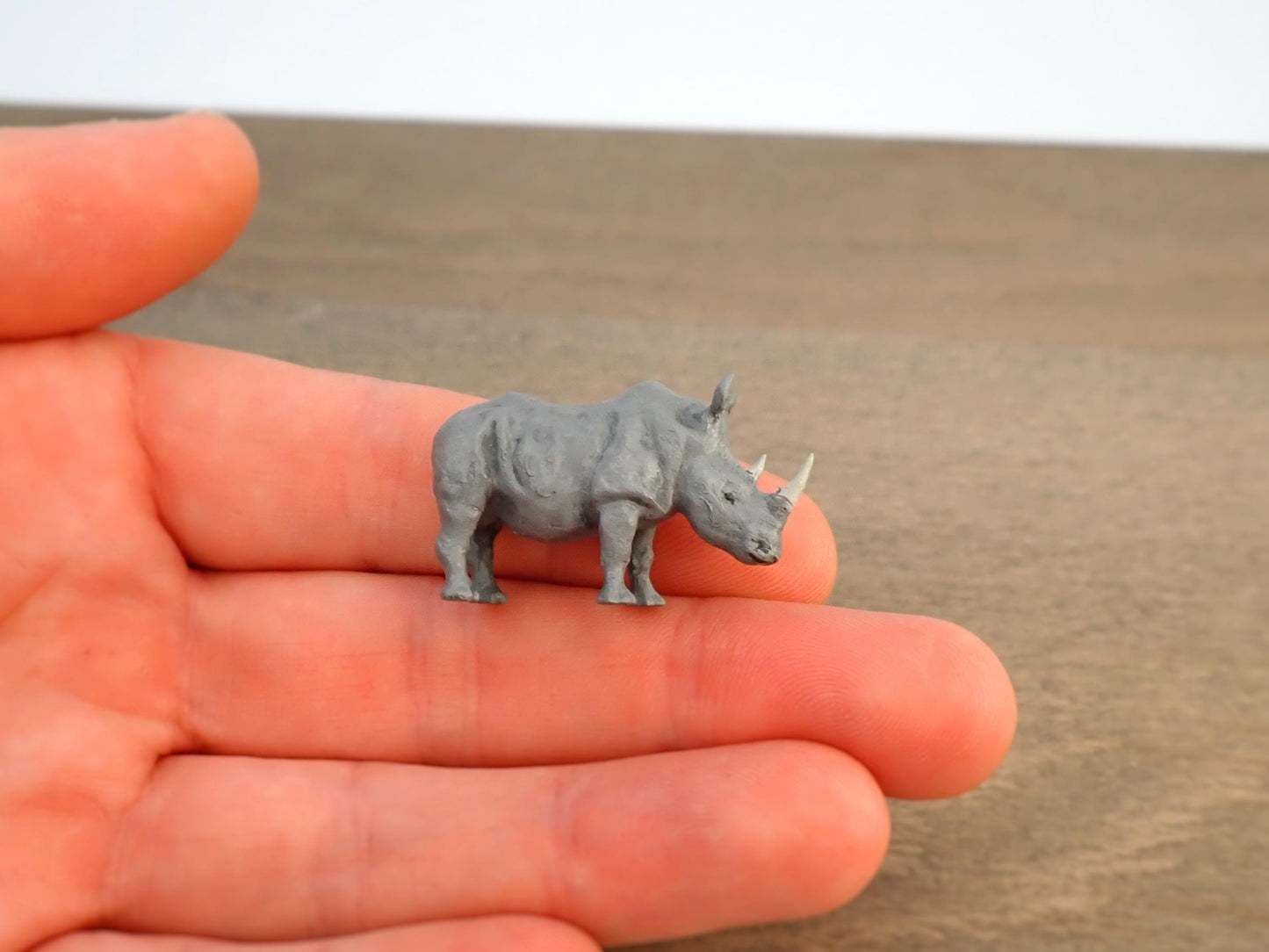Miniature Lion and White Rhino. 1:87 or 1/64 Scale Animal Figures