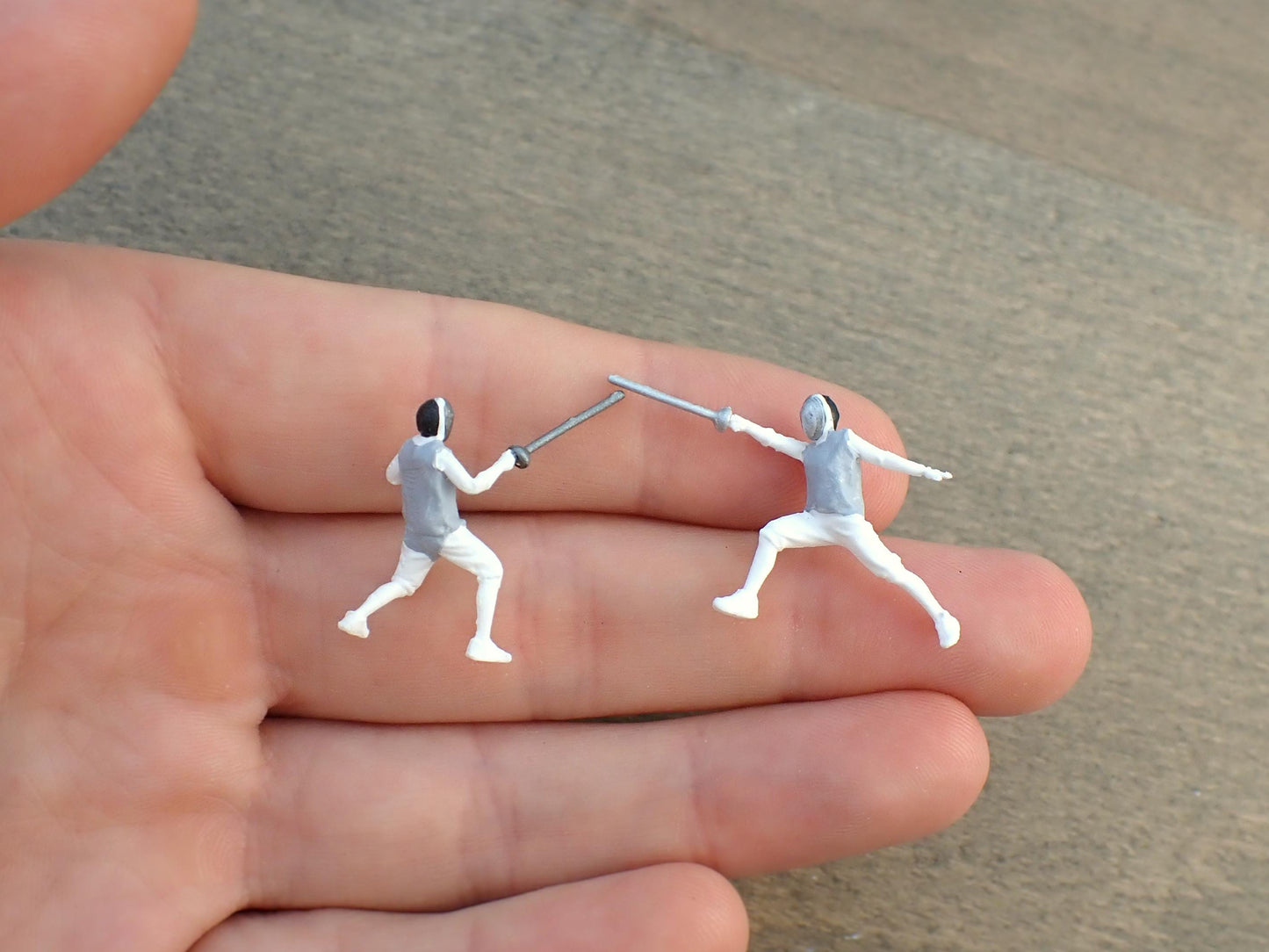 Two Duelling Fencers. Realistic Miniature 1:64 Scale Figures