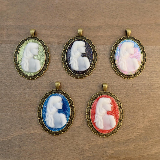 Taylor / Swiftie Cameo Pendant. Handmade Vintage Style Celebrity Portrait Jewelry
