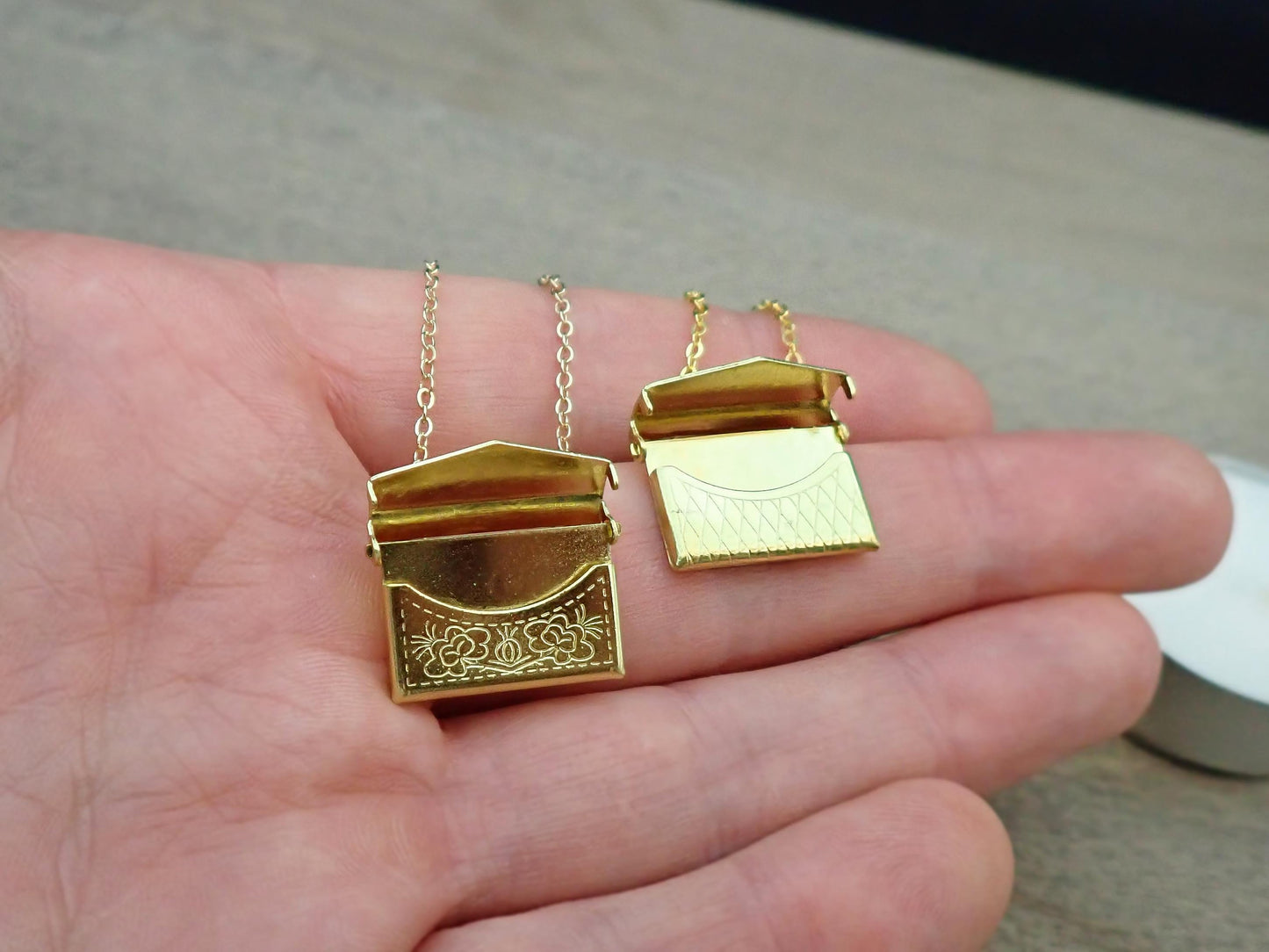 Miniature Gold Handbag. 1:12 Scale Dollhouse Fashion Accessory