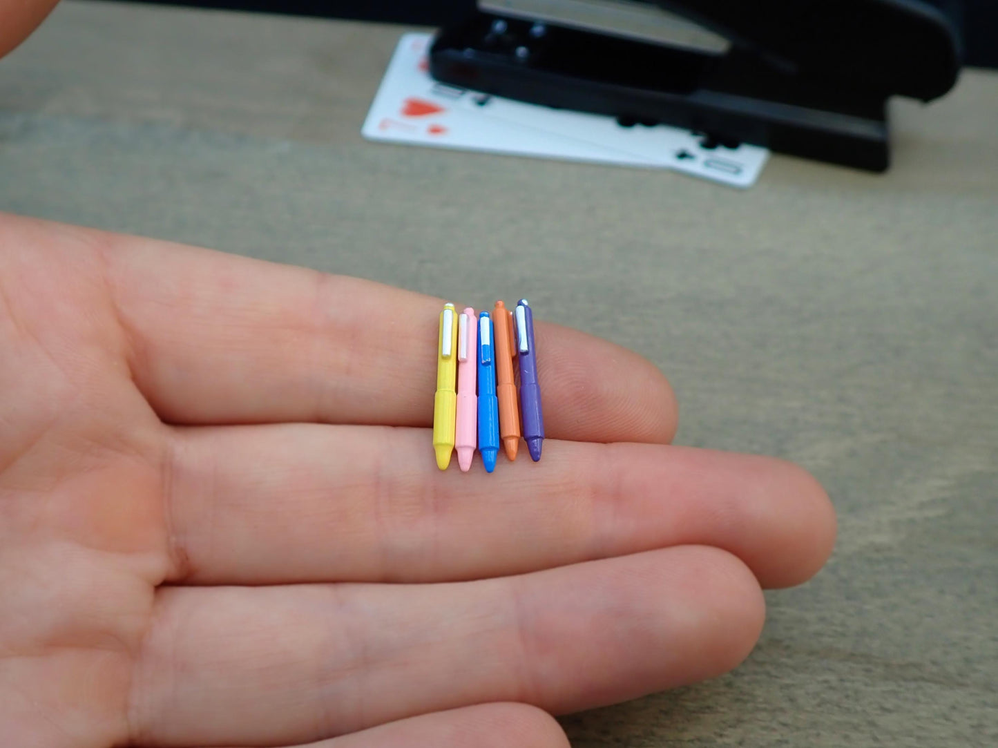 Miniature Staplers and Pens. 1:12 Scale Dollhouse Office Supplies
