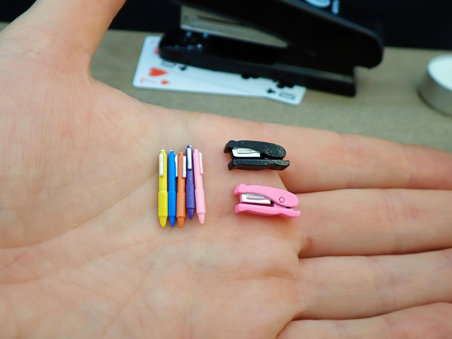 Miniature Staplers and Pens. 1:12 Scale Dollhouse Office Supplies