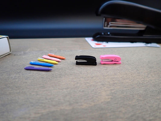 Miniature Staplers and Pens. 1:12 Scale Dollhouse Office Supplies
