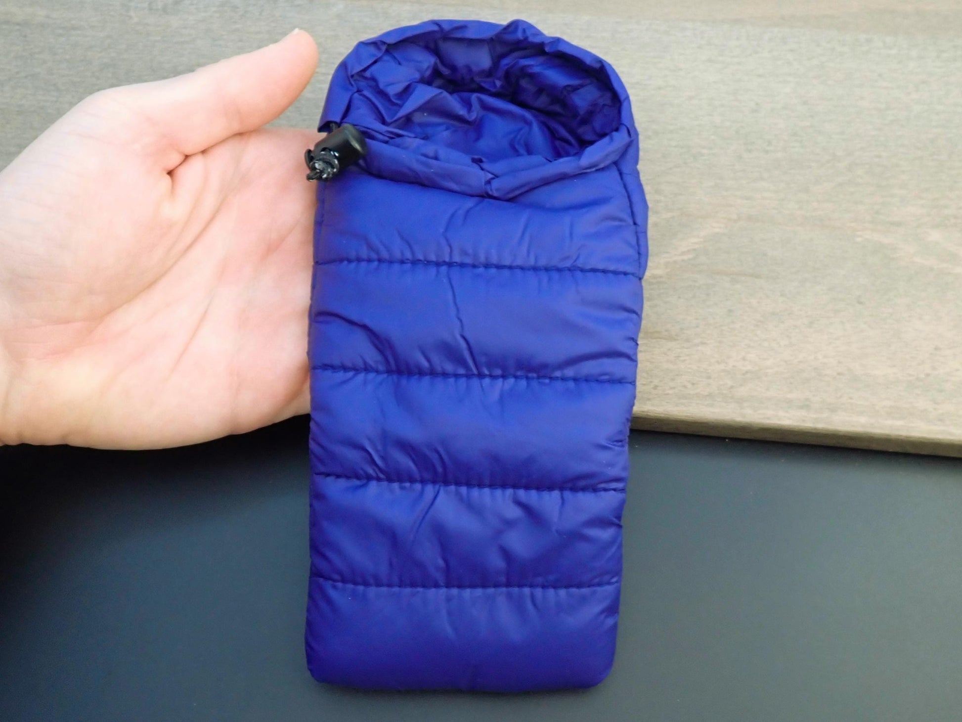 Miniature Sleeping Bag Realistic Replica Angle View