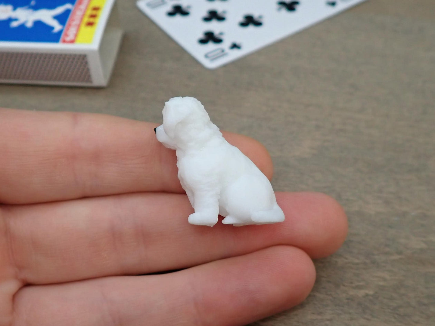 Miniature White Fluffy Dog / Puppy Model / Figure