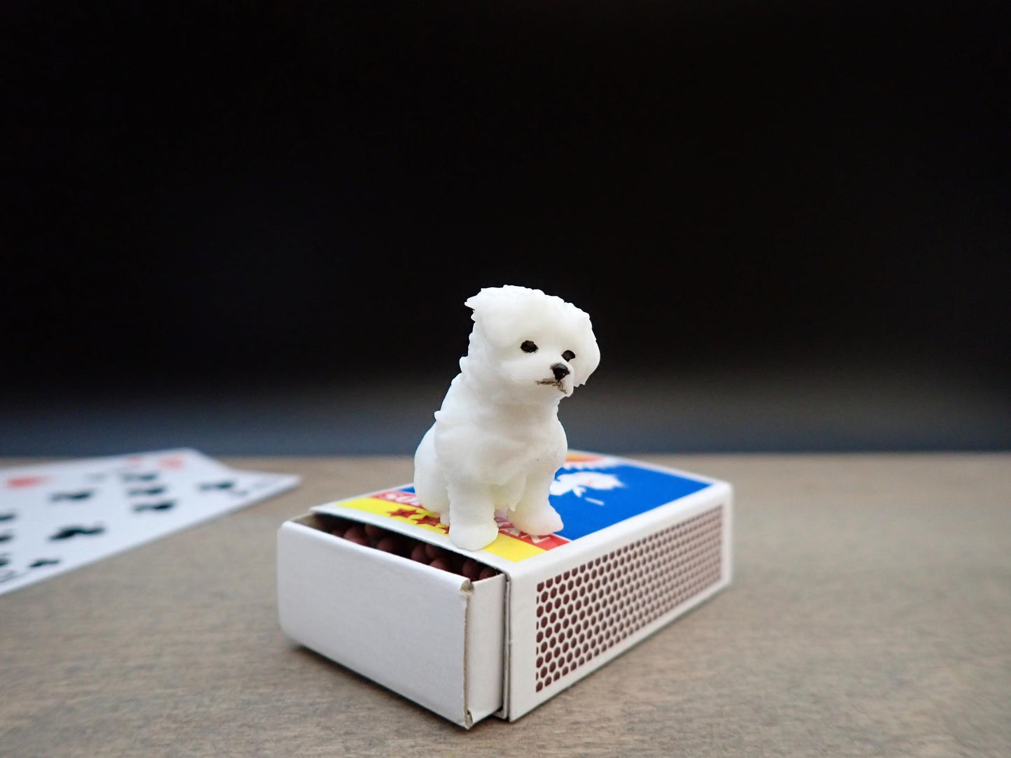 Miniature White Fluffy Dog / Puppy Model / Figure