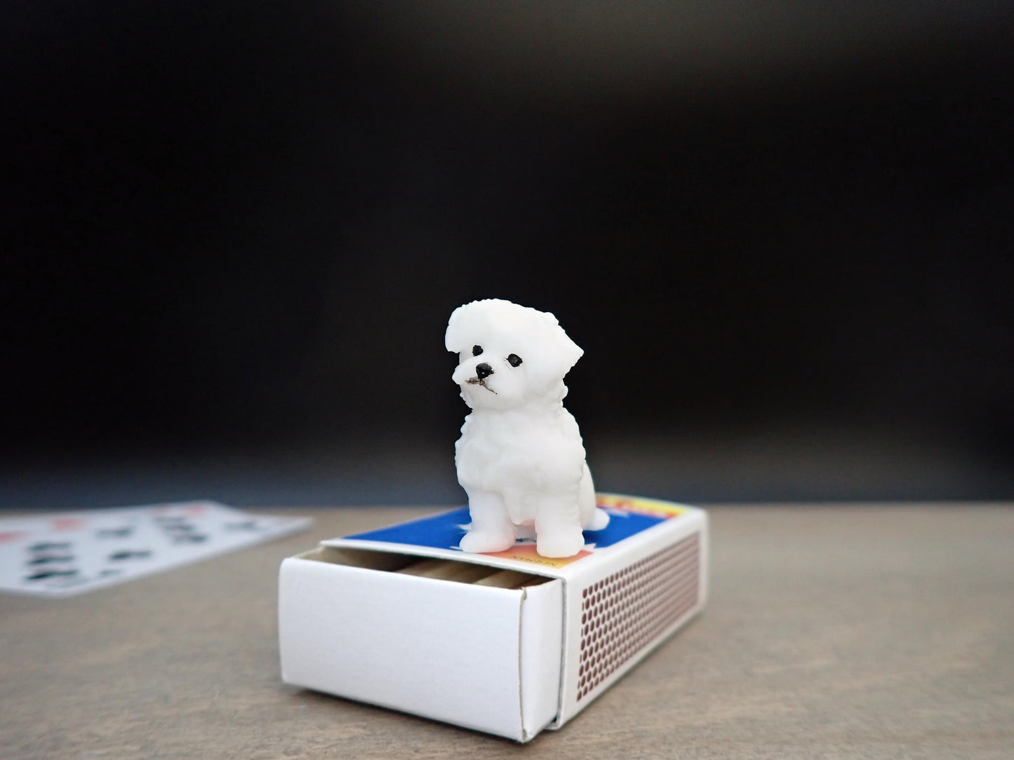 Miniature White Fluffy Dog / Puppy Model / Figure
