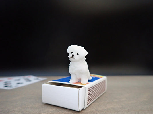 Miniature White Fluffy Dog / Puppy Model / Figure