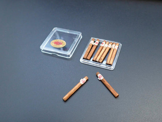 Miniature Cigar Box with Cigars. 1:12 Scale Dollhouse Accessories
