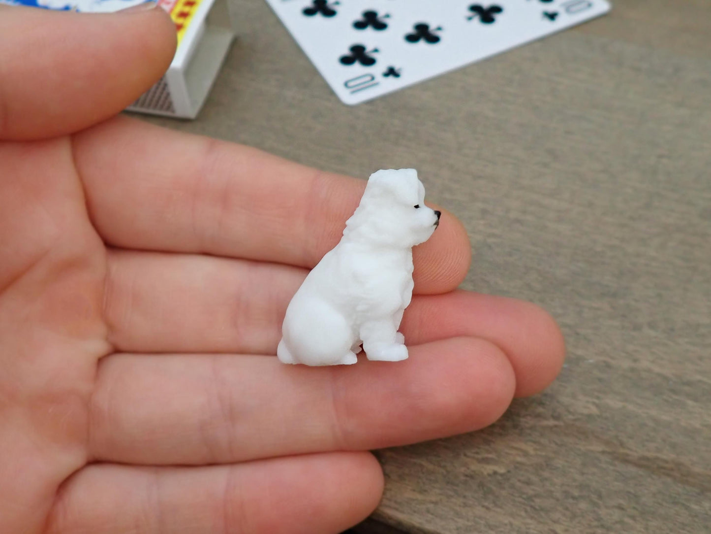 Miniature White Fluffy Dog / Puppy Model / Figure