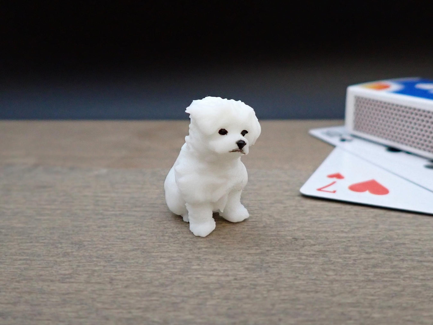 Miniature White Fluffy Dog / Puppy Model / Figure